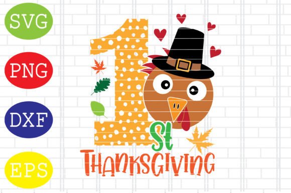 1st Thanksgiving Svg, Turkey Face Svg Graphics for Crafts