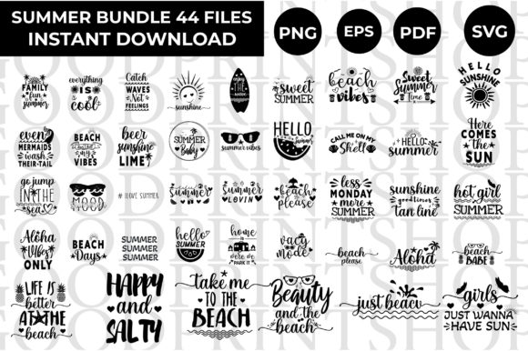 44Funny Summer SVG Bundle,watermelon Svg for Graphics and Crafts