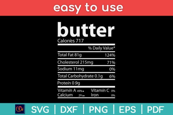 Butter Nutrition Facts Funny Thanksgivin Graphics and Crafts