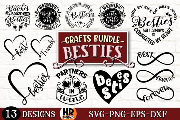 Cute Besties Bundle, Funny Best Friends Graphics for Crafts