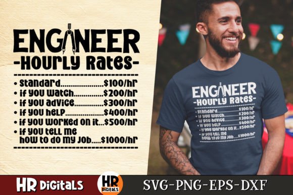 Engineer Hourly Rates, Funny Engineer Graphics for Crafts