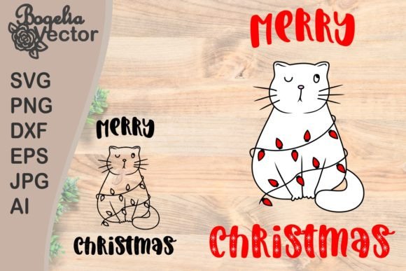 Merry Christmas Cat Graphics for Crafts