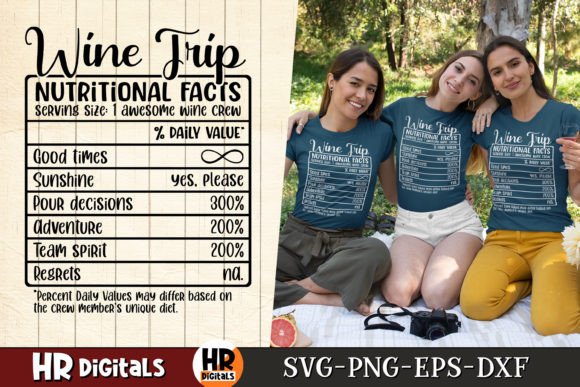 Wine Trip Nutritional Facts Graphics for Crafts and Brands